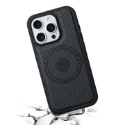 For iPhone 16 Plus Denior Carbon Fiber Texture Leather MagSafe Phone Case(Black)