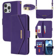 For iPhone 16 Pro Max Cross Texture Crossbody Lanyard Leather Phone Case(Purple) - free shipping - PMC TechLife - Order now!