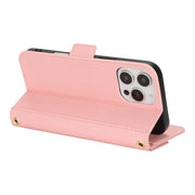 For iPhone 16 Pro Max Cross Texture Crossbody Lanyard Leather Phone Case(Pink)