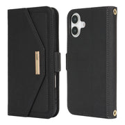 For iPhone 16 Plus Cross Texture Crossbody Lanyard Leather Phone Case(Black)