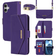 For iPhone 16 Plus Cross Texture Crossbody Lanyard Leather Phone Case(Purple) - iPhone 16 Plus Cases by PMC TechLife | Online Shopping South Africa | PMC TechLife | Buy Now Pay Later Mobicred