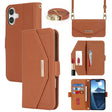 For iPhone 16 Cross Texture Crossbody Lanyard Leather Phone Case(Brown) - iPhone 16 Cases by PMC TechLife | Online Shopping South Africa | PMC TechLife | Buy Now Pay Later Mobicred