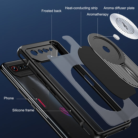 For Asus ROG Phone 7 Heat Dissipation Aromatherapy MagSafe Holder Phone Case(Black)