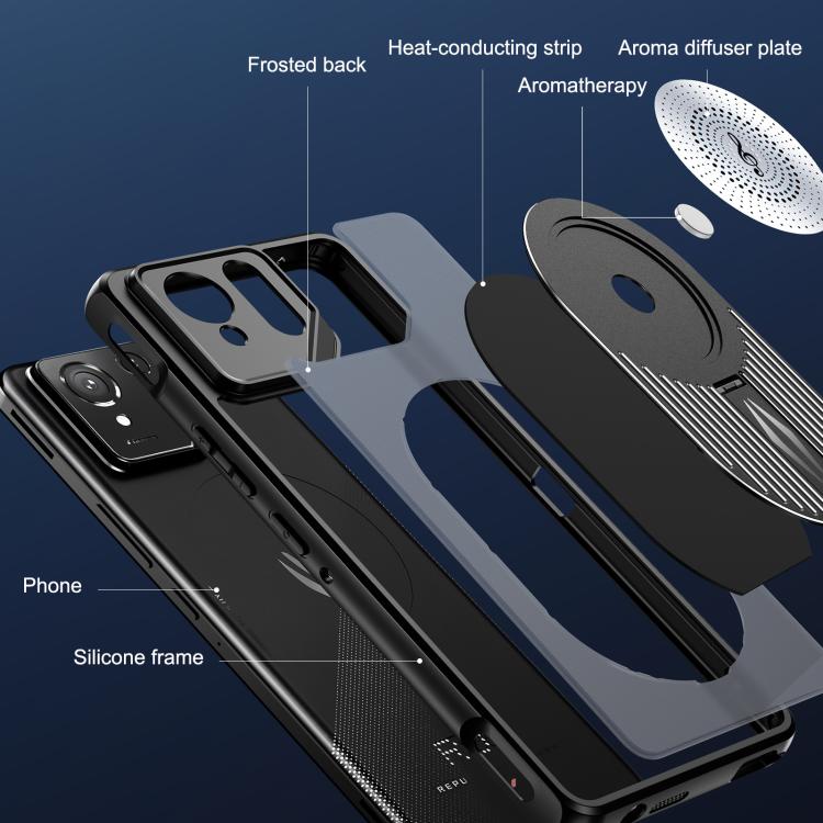 For Asus ROG Phone 9 / 9 Pro Heat Dissipation Aromatherapy Magnetic Holder Phone Case(Black)