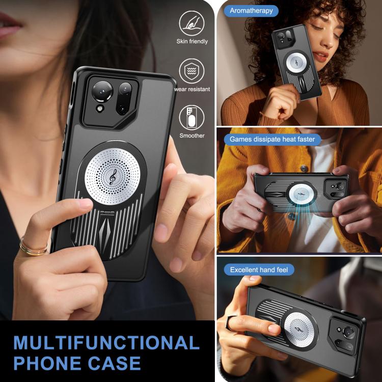 For Asus ROG Phone 9 / 9 Pro Heat Dissipation Aromatherapy Magnetic Holder Phone Case(Black)