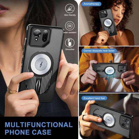 For Asus ROG Phone 9 / 9 Pro Heat Dissipation Aromatherapy Magnetic Holder Phone Case(Black)