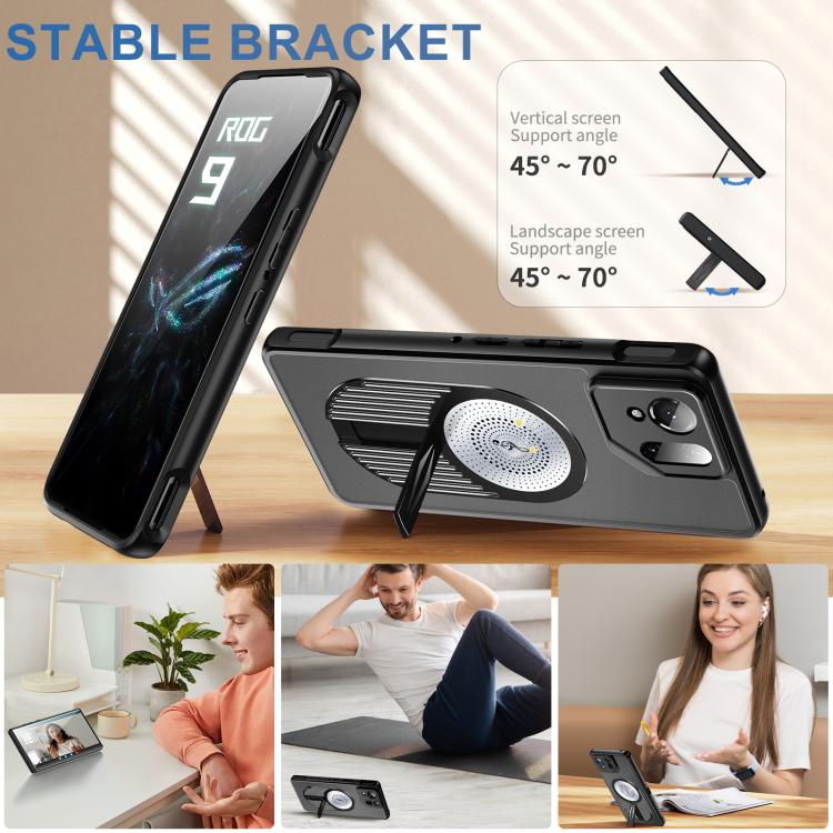 For Asus ROG Phone 9 / 9 Pro Heat Dissipation Aromatherapy Magnetic Holder Phone Case(Black)