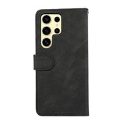 For Samsung Galaxy S25 Ultra 5G ABEEL Color Block Magnetic RFID Leather Phone Case(Black-Green)