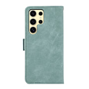 For Samsung Galaxy S25 Ultra 5G ABEEL Frosted Magnetic RFID Leather Phone Case(Cyan)