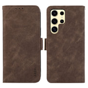 For Samsung Galaxy S25 Ultra 5G ABEEL Frosted Magnetic RFID Leather Phone Case(Brown)