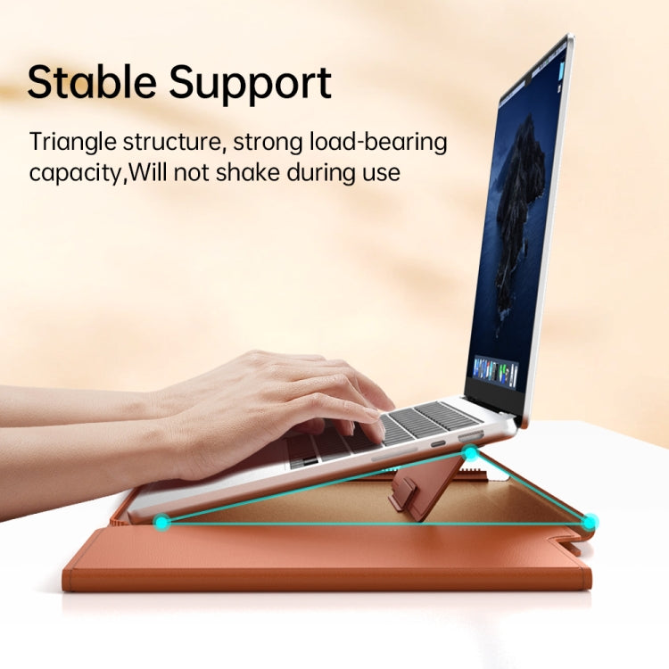 Multifunctional Laptop PU Magnetic Stand Split Liner Bag with Mouse Pad Function, Size:13-14 inch(Grey)
