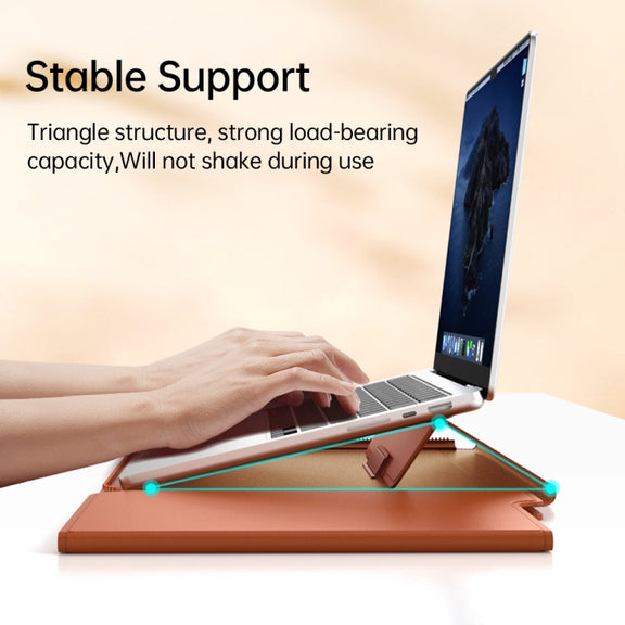Multifunctional Laptop PU Magnetic Stand Split Liner Bag with Mouse Pad Function, Size:13-14 inch(Grey)
