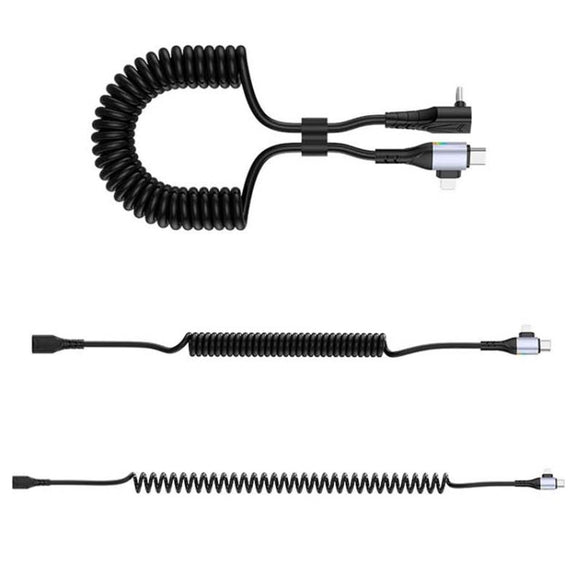 For LeadingIdeal L9 / L8 / L7 / L6 PD65W Type-C Elbow to Type-C, 8 Pin Spring Charging Cable(Black)