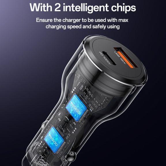 Yesido Y65 PD100W Type-C + QC18W USB Super Fast Car Charger(Black)