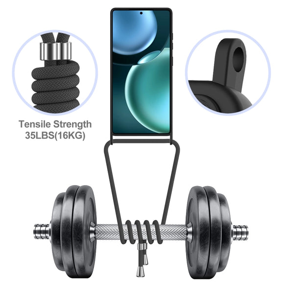 For Samsung Galaxy S25 Ultra 5G Integrated Card Bag Solid Color Liquid Silicone Phone Case with Lanyard(Black)