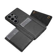 For Samsung Galaxy S25 Ultra 5G Double Buckle Card Slots Magnetic Phone Case(Black)