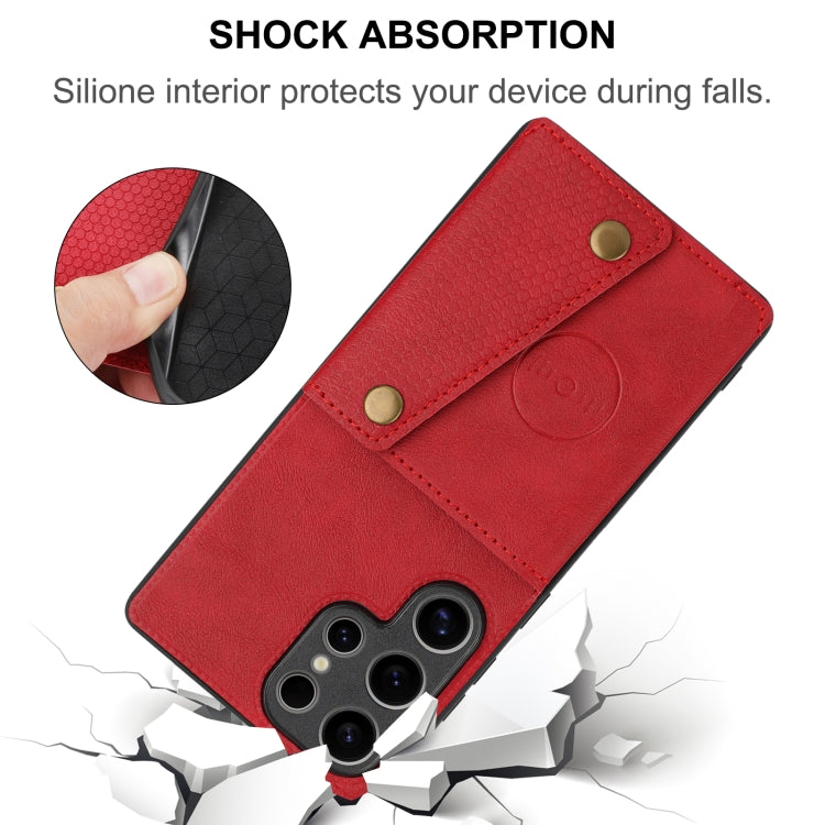For Samsung Galaxy S25 Ultra 5G Double Buckle Card Slots Magnetic Phone Case(Black)