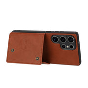 For Samsung Galaxy S25 Ultra 5G Double Buckle Card Slots Magnetic Phone Case(Brown)