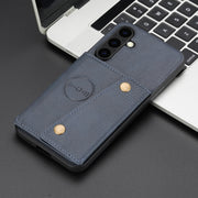 For Samsung Galaxy S25+ 5G Double Buckle Card Slots Magnetic Phone Case(Blue)