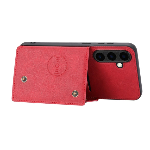 For Samsung Galaxy S25+ 5G Double Buckle Card Slots Magnetic Phone Case(Red)