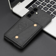 For Samsung Galaxy S25 5G Double Buckle Card Slots Magnetic Phone Case(Black)