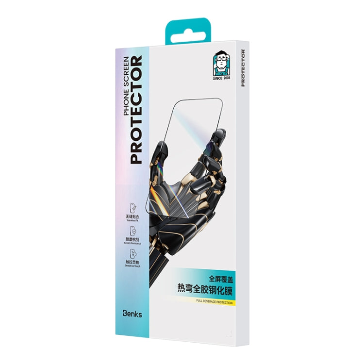 For iPhone 16 Pro Max Benks Black Gold Series 3D Heat Bending Full Glue Full Coverage HD Tempered Film