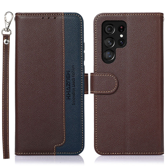 For Samsung Galaxy S25 Ultra KHAZNEH Litchi Texture Leather RFID Phone Case(Brown)