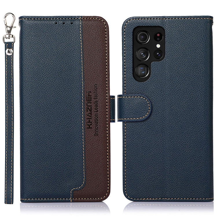 For Samsung Galaxy S25 Ultra KHAZNEH Litchi Texture Leather RFID Phone Case(Blue)