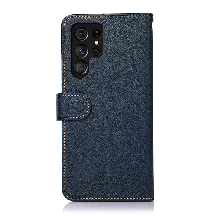 For Samsung Galaxy S25 Ultra KHAZNEH Litchi Texture Leather RFID Phone Case(Blue)