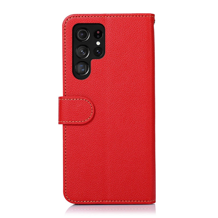 For Samsung Galaxy S25 Ultra KHAZNEH Litchi Texture Leather RFID Phone Case(Red)