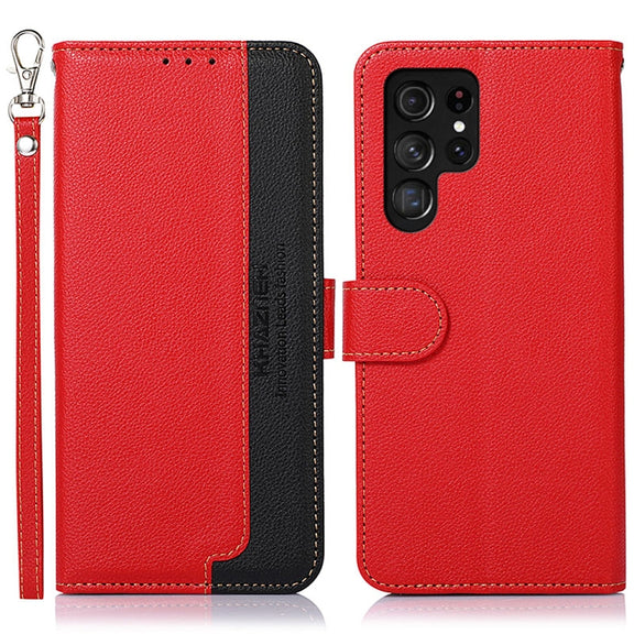 For Samsung Galaxy S25 Ultra KHAZNEH Litchi Texture Leather RFID Phone Case(Red)