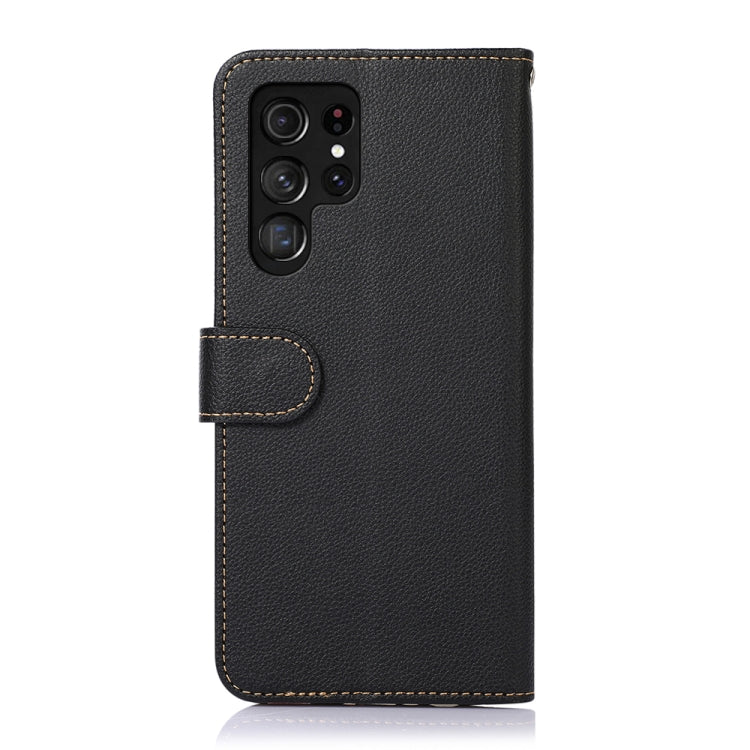 For Samsung Galaxy S25 Ultra KHAZNEH Litchi Texture Leather RFID Phone Case(Black)