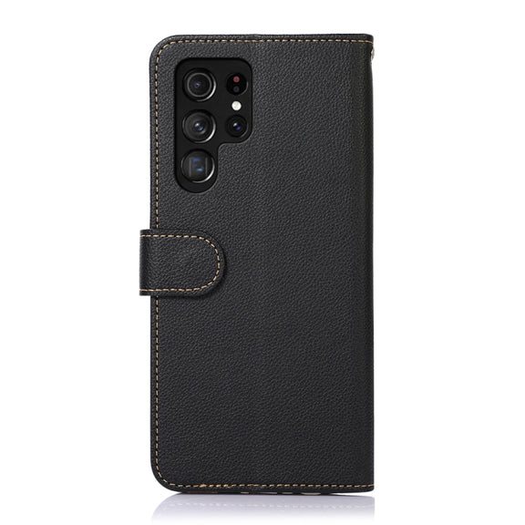 For Samsung Galaxy S25 Ultra KHAZNEH Litchi Texture Leather RFID Phone Case(Black)