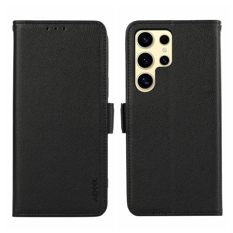For Samsung Galaxy S25 Ultra ABEEL Side-Magnetic Litchi Pattern Leather RFID Phone Case(Black)