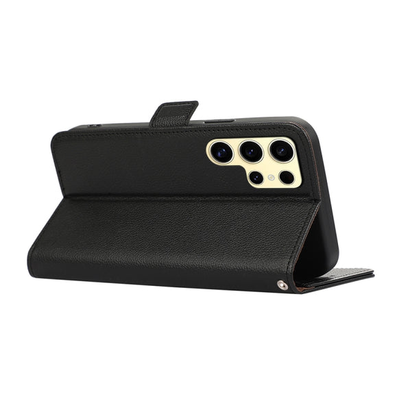 For Samsung Galaxy S25 Ultra ABEEL Side-Magnetic Litchi Pattern Leather RFID Phone Case(Black)