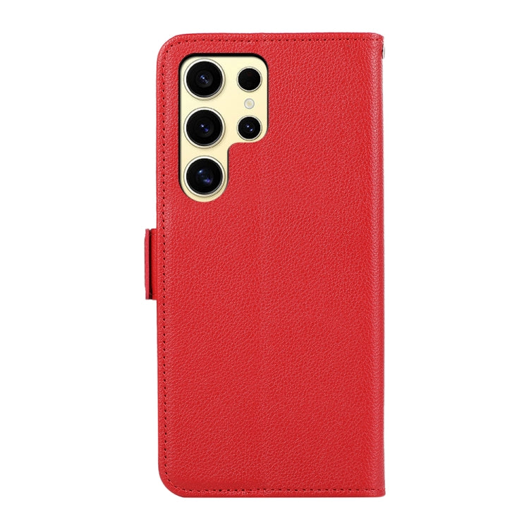 For Samsung Galaxy S25 Ultra ABEEL Side-Magnetic Litchi Pattern Leather RFID Phone Case(Red)