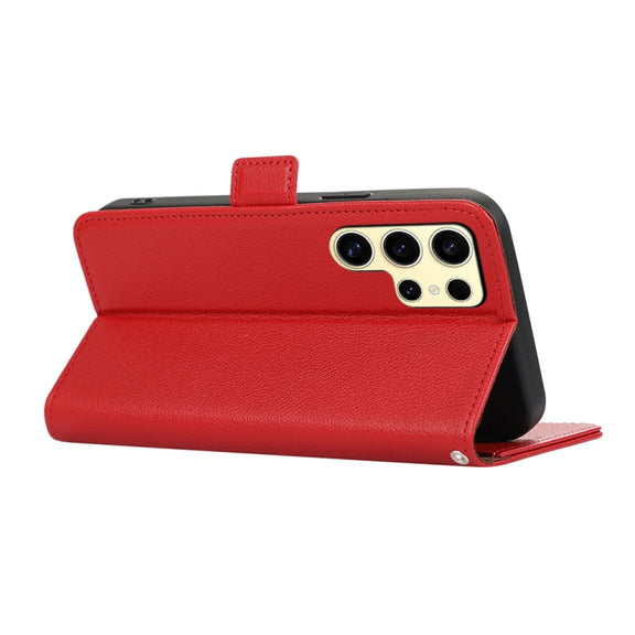 For Samsung Galaxy S25 Ultra ABEEL Side-Magnetic Litchi Pattern Leather RFID Phone Case(Red)