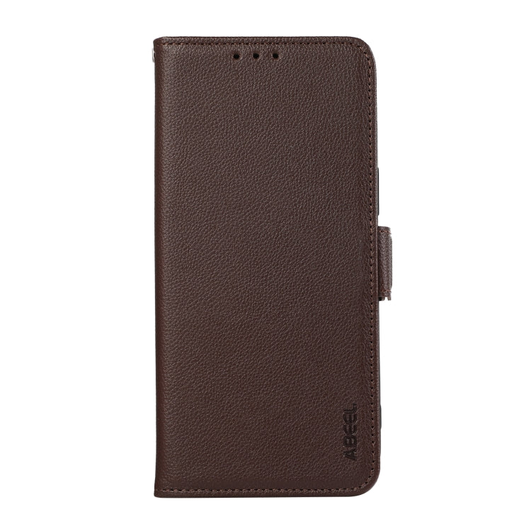 For Samsung Galaxy S25 Ultra ABEEL Side-Magnetic Litchi Pattern Leather RFID Phone Case(Brown)