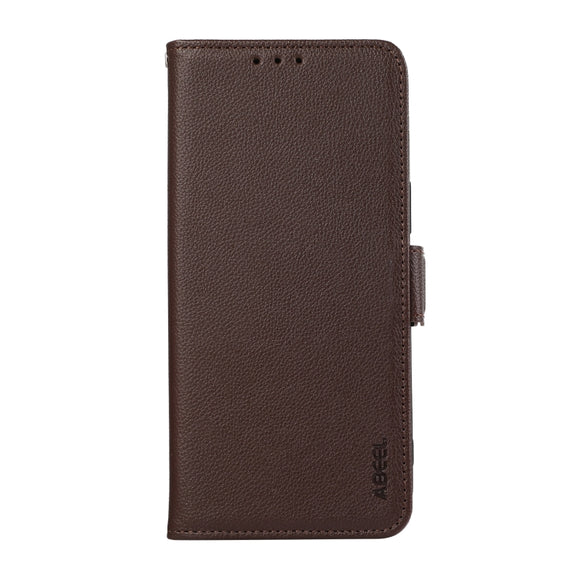For Samsung Galaxy S25 Ultra ABEEL Side-Magnetic Litchi Pattern Leather RFID Phone Case(Brown)
