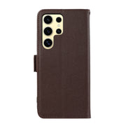 For Samsung Galaxy S25 Ultra ABEEL Side-Magnetic Litchi Pattern Leather RFID Phone Case(Brown)
