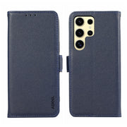 For Samsung Galaxy S25 Ultra ABEEL Side-Magnetic Litchi Pattern Leather RFID Phone Case(Blue)