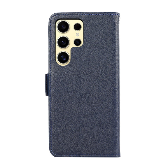 For Samsung Galaxy S25 Ultra ABEEL Side-Magnetic Litchi Pattern Leather RFID Phone Case(Blue)
