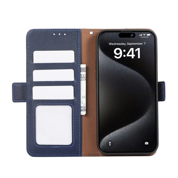 For Samsung Galaxy S25 Ultra ABEEL Side-Magnetic Litchi Pattern Leather RFID Phone Case(Blue)