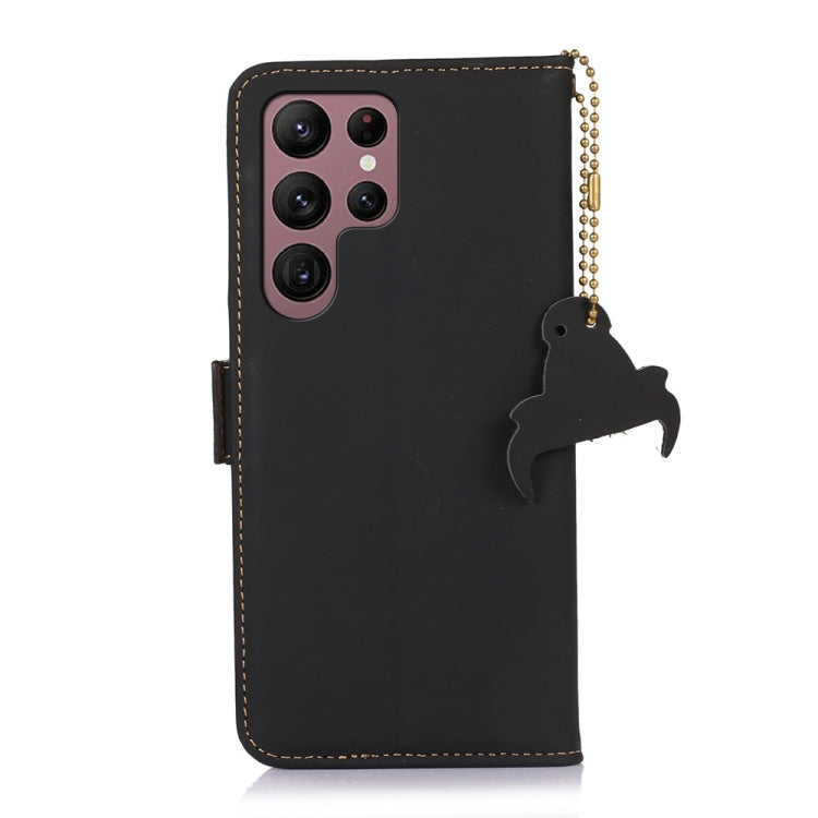 For Samsung Galaxy S25 Ultra Genuine Leather Magnetic RFID Leather Phone Case(Black)