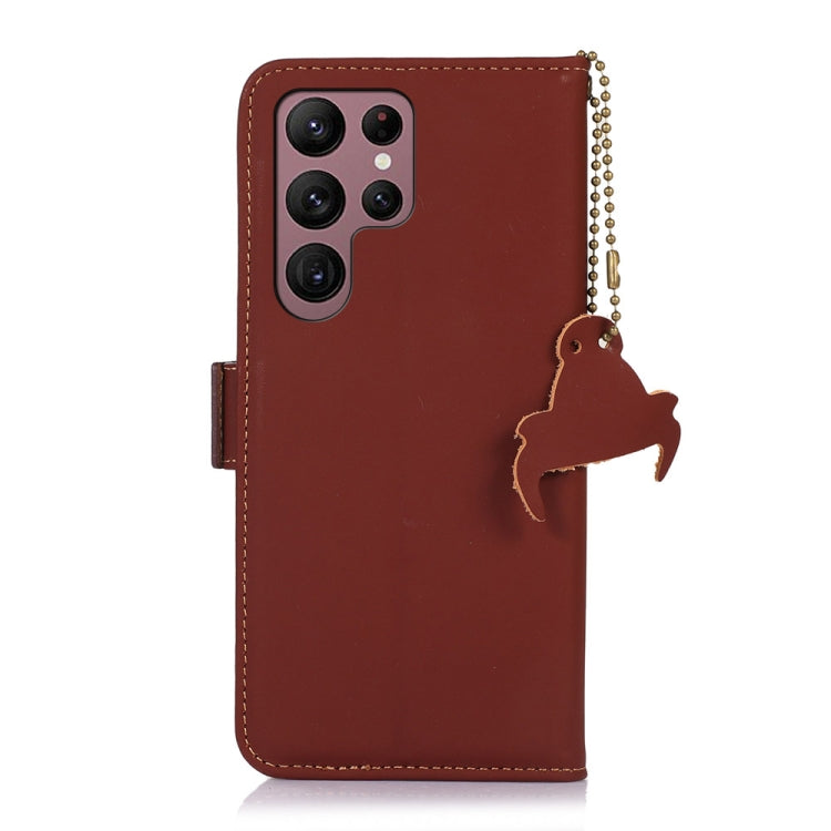 For Samsung Galaxy S25 Ultra Genuine Leather Magnetic RFID Leather Phone Case(Coffee)