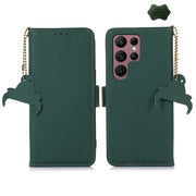 For Samsung Galaxy S25 Ultra Genuine Leather Magnetic RFID Leather Phone Case(Green)
