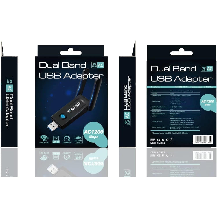 RE-1202 1200Mbps Dual Band Wireless Network Card WiFi USB3.0 Adapter Transmitter Receiver