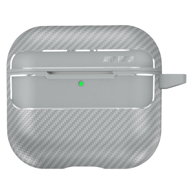For AirPods 4 Carbon Fiber Texture Bluetooth Earphone Protective Case(Grey)