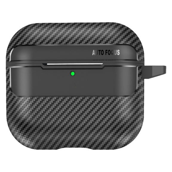 For AirPods 4 Carbon Fiber Texture Bluetooth Earphone Protective Case(Black)