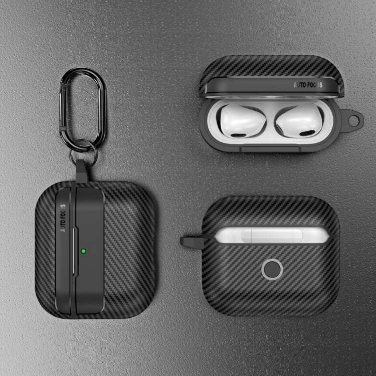 For AirPods 4 Carbon Fiber Texture Bluetooth Earphone Protective Case(Black)